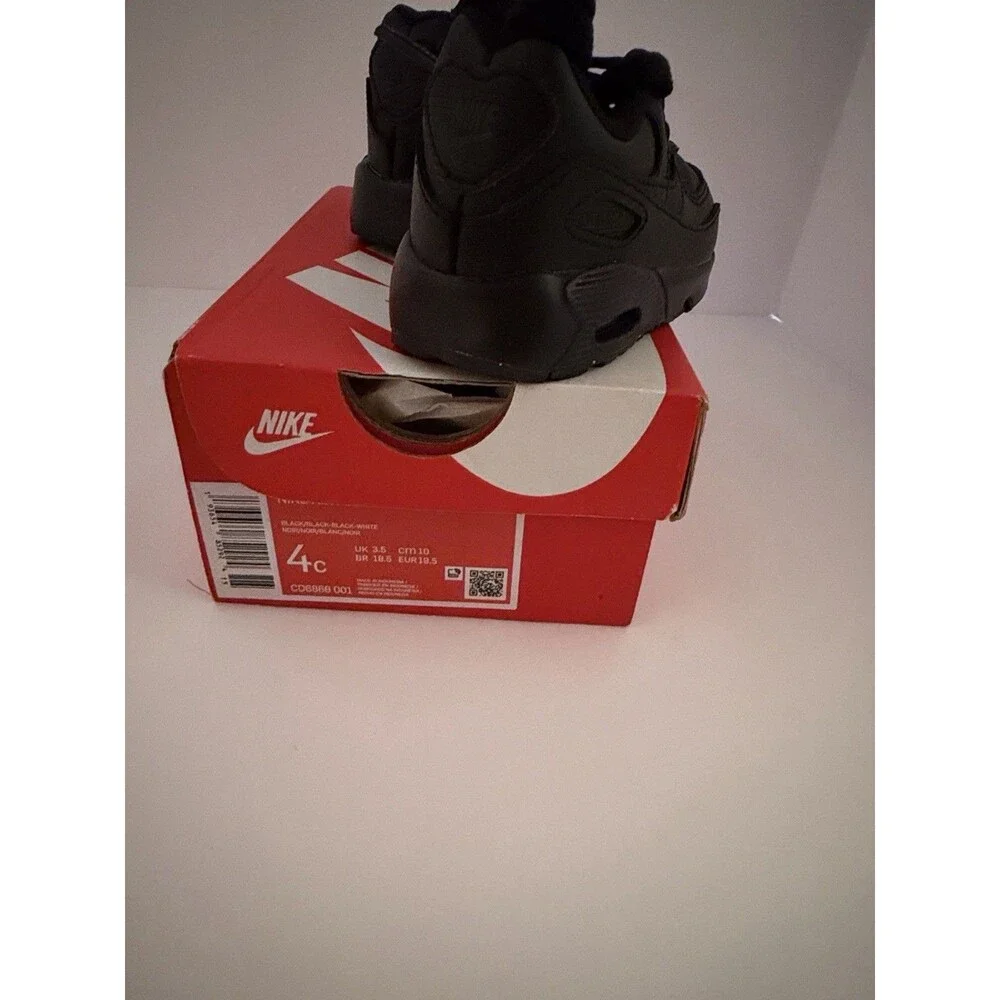 Nike Air Max 90 Toddler Size 4C Black Athletic Running Walking Shoes Sneakers